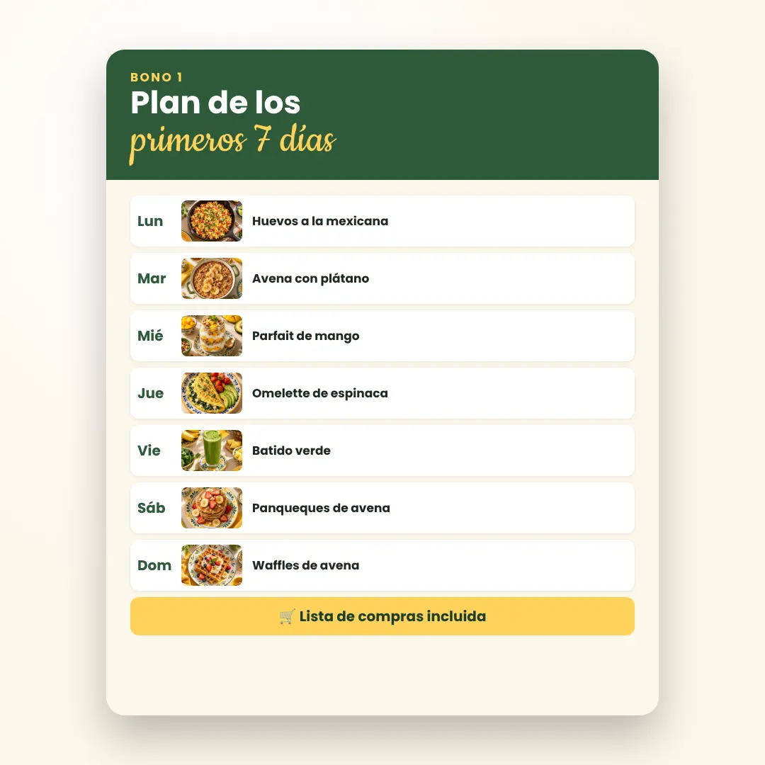 Bono 1: plan de los primeros 7 días