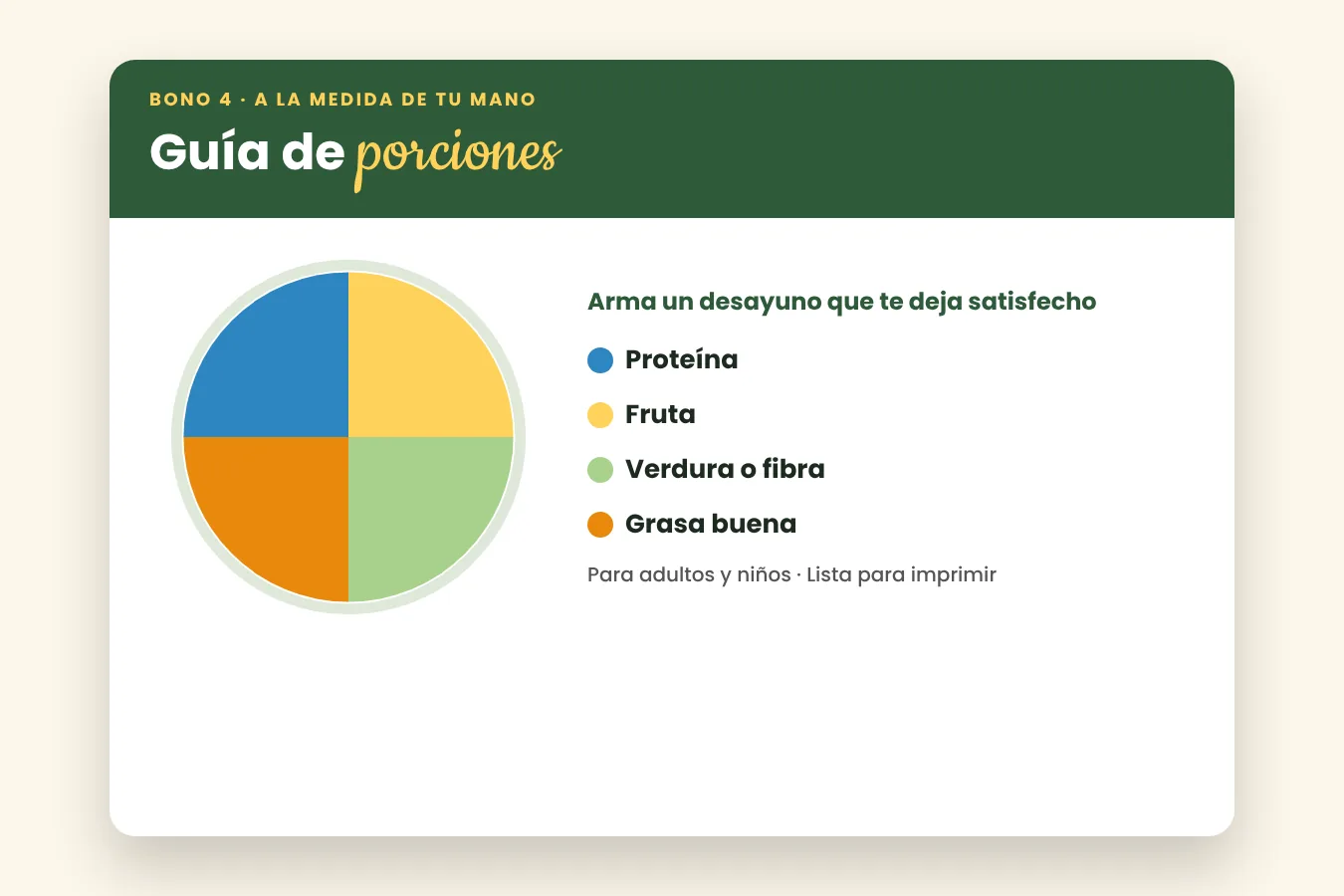 Bono 4: guía de porciones a la medida de tu mano