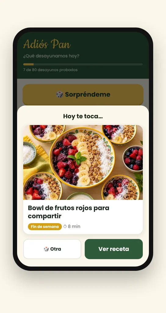 Captura de la app: Sorpréndeme